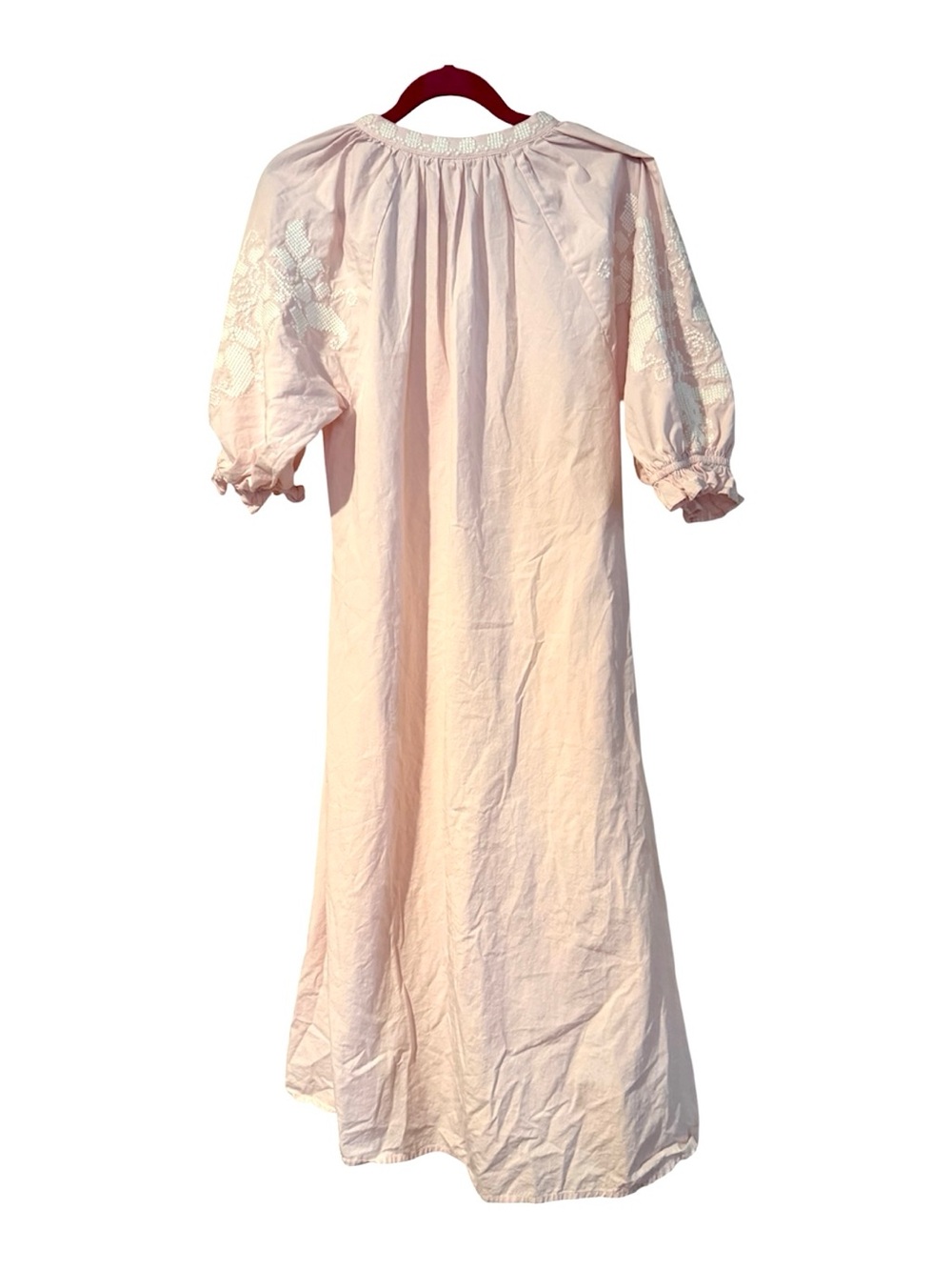 Julia Amory Embroidered Cotton Coatue Resort Maxi Dress Ballet Pink Size Small - Picture 11 of 16